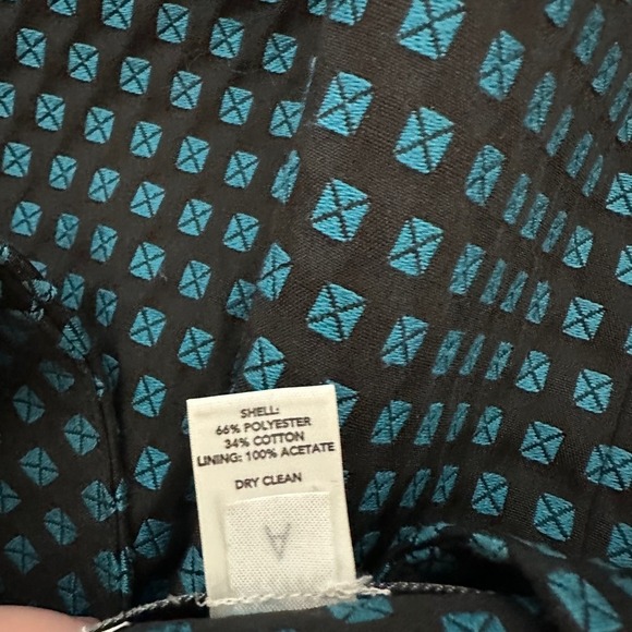 Ann Taylor LOFT Blue Black Geometric Lined Pleated Front A-Line Skirt Size 6 - Picture 7 of 10